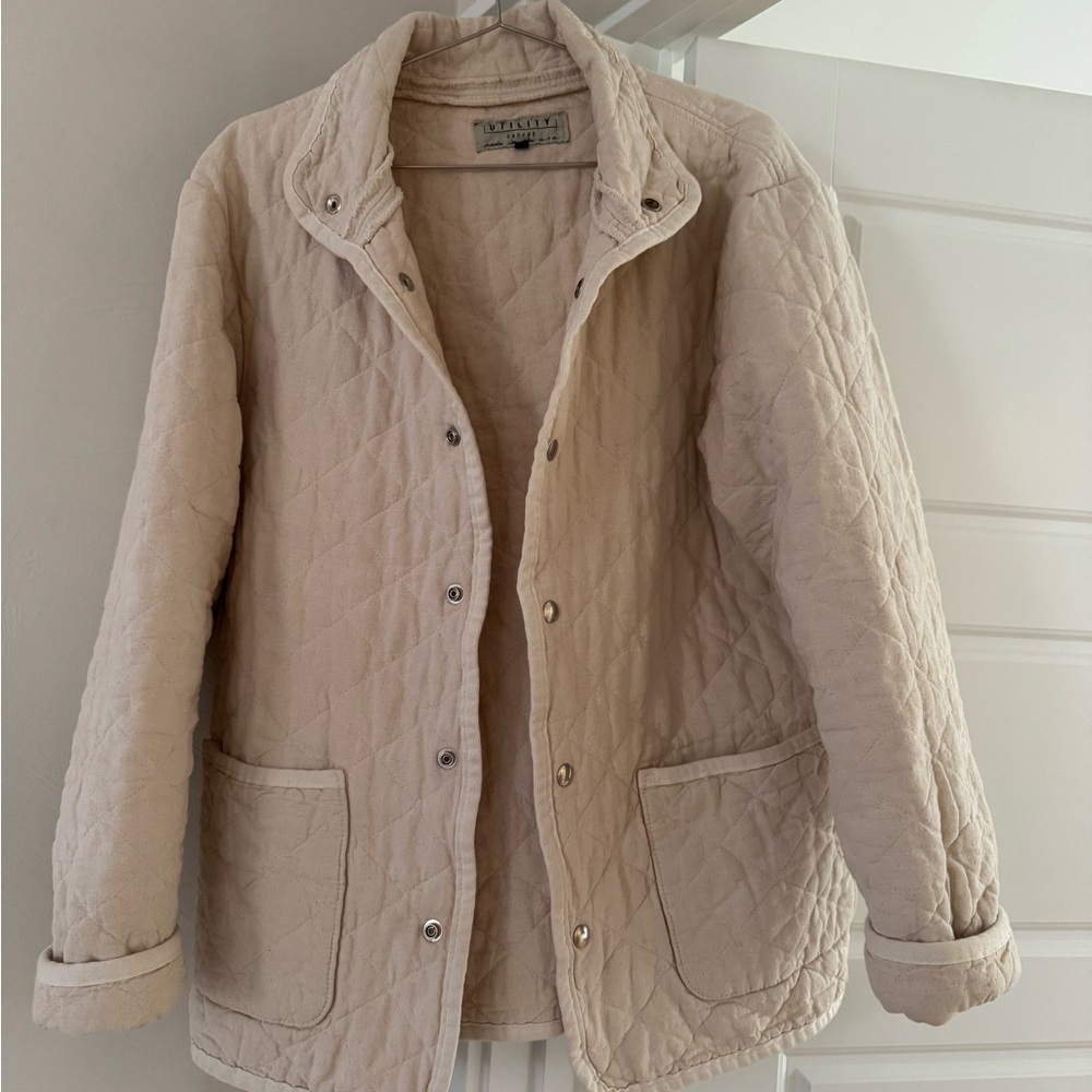 Beige Quilted Snap Jacket by Utility Canvas